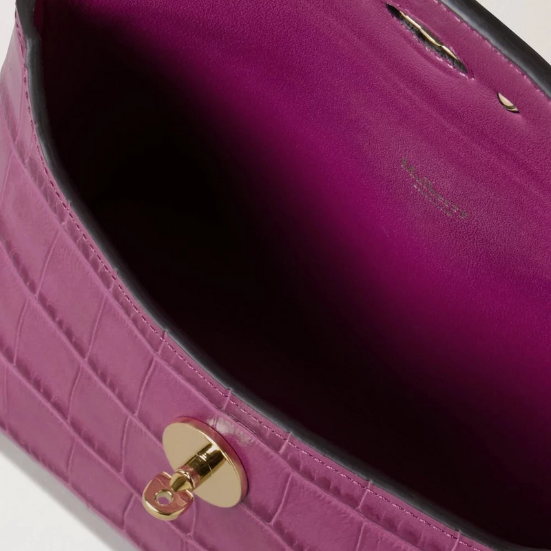 Mulberry Darley Cosmetic Pouch Orchid Bloom Shiny Small Croc