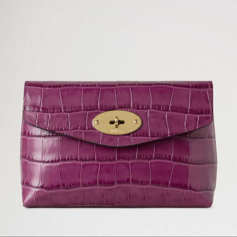 Mulberry Darley Cosmetic Pouch Orchid Bloom Shiny Small Croc