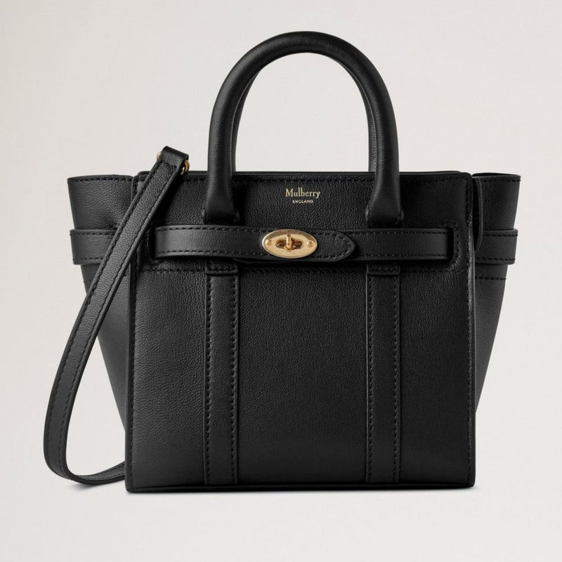 Mulberry Micro Zipped Bayswater Small Classic Grain Black