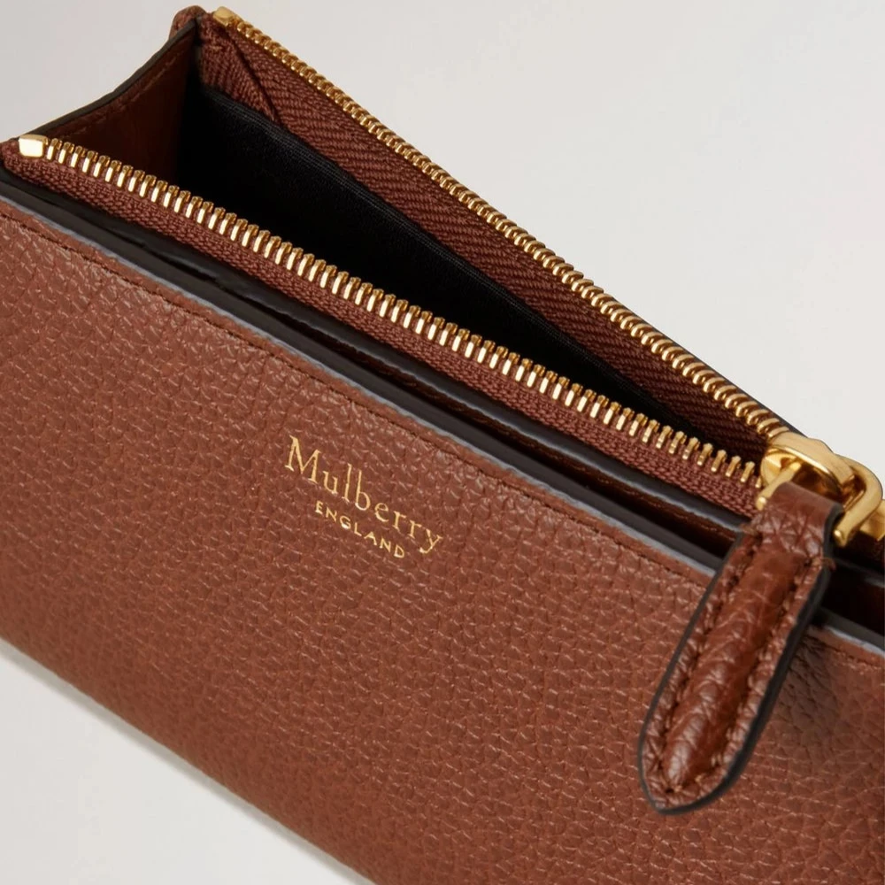 Mulberry Continental Bifold Zipped Wallet Oak Two-Tone Small Classic Grain