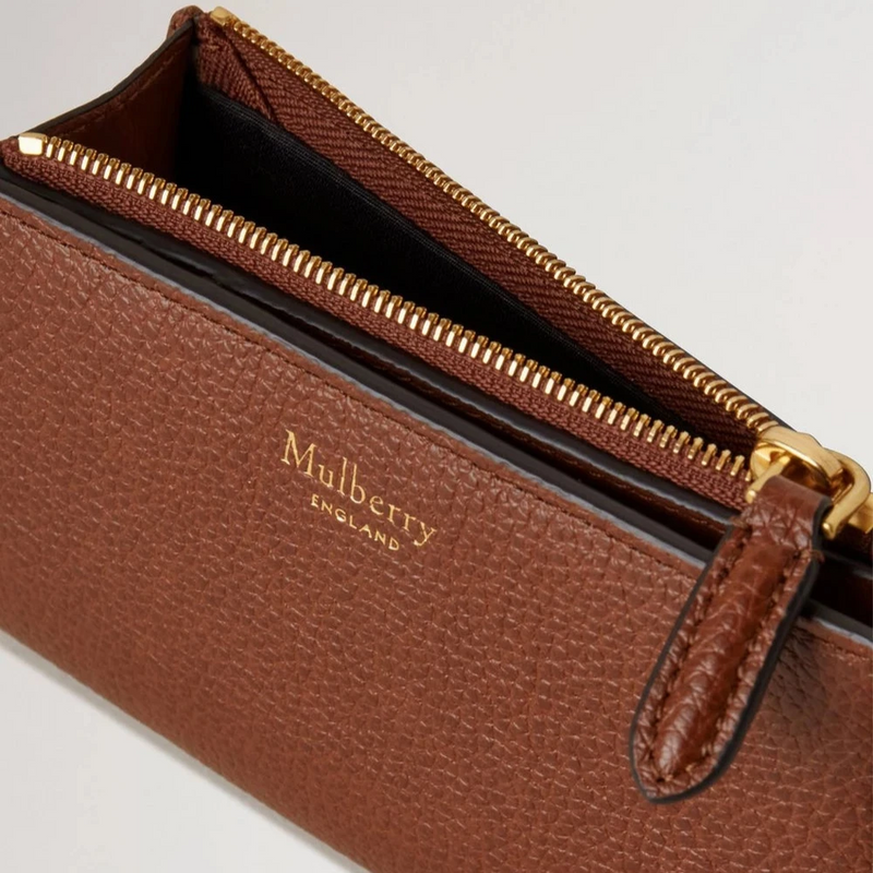 Mulberry Continental Bifold Zipped Wallet Oak Two-Tone Small Classic Grain