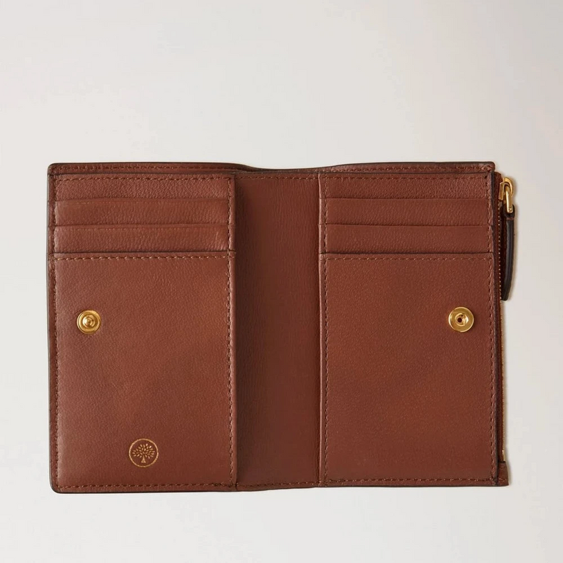 Mulberry Continental Bifold Zipped Wallet Oak Two-Tone Small Classic Grain