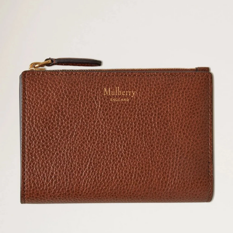 Mulberry Continental Bifold Zipped Wallet Oak Two-Tone Small Classic Grain