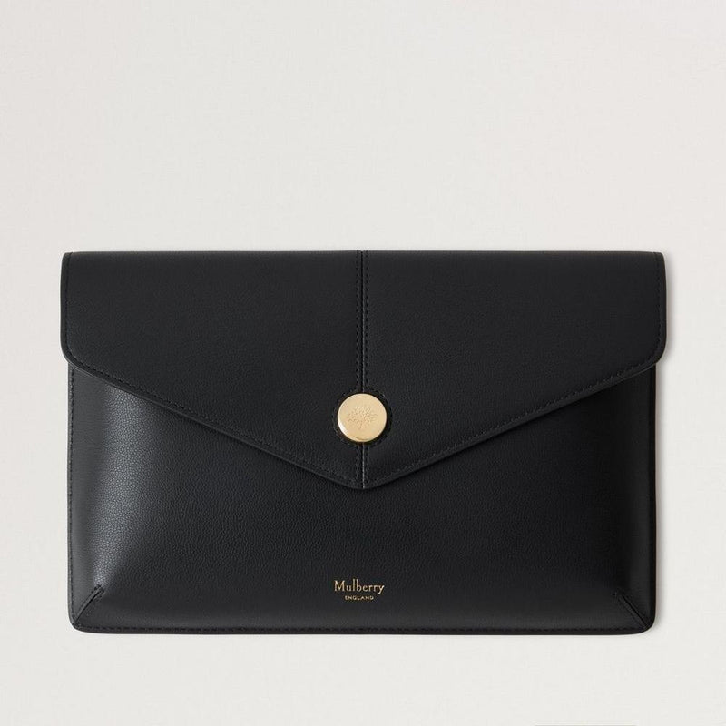 Mulberry Press Stud Envelope Pouch Black Micro Classic Grain