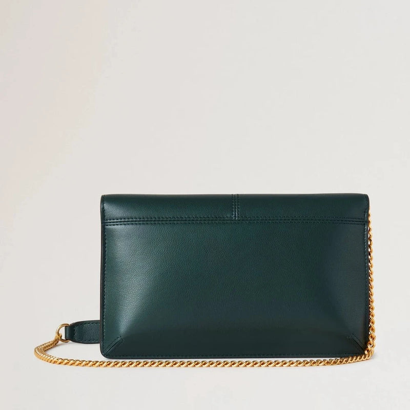 Mulberry Press Stud Pochette on Chain Mulberry Green Micro Classic Grain