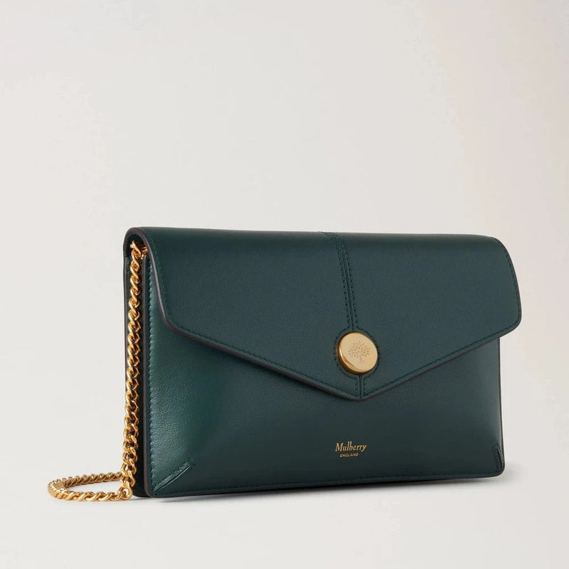 Mulberry Press Stud Pochette on Chain Mulberry Green Micro Classic Grain