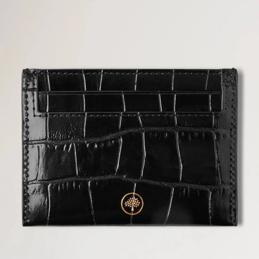 Mulberry Credit Card Slip Black Shiny Small Croc
