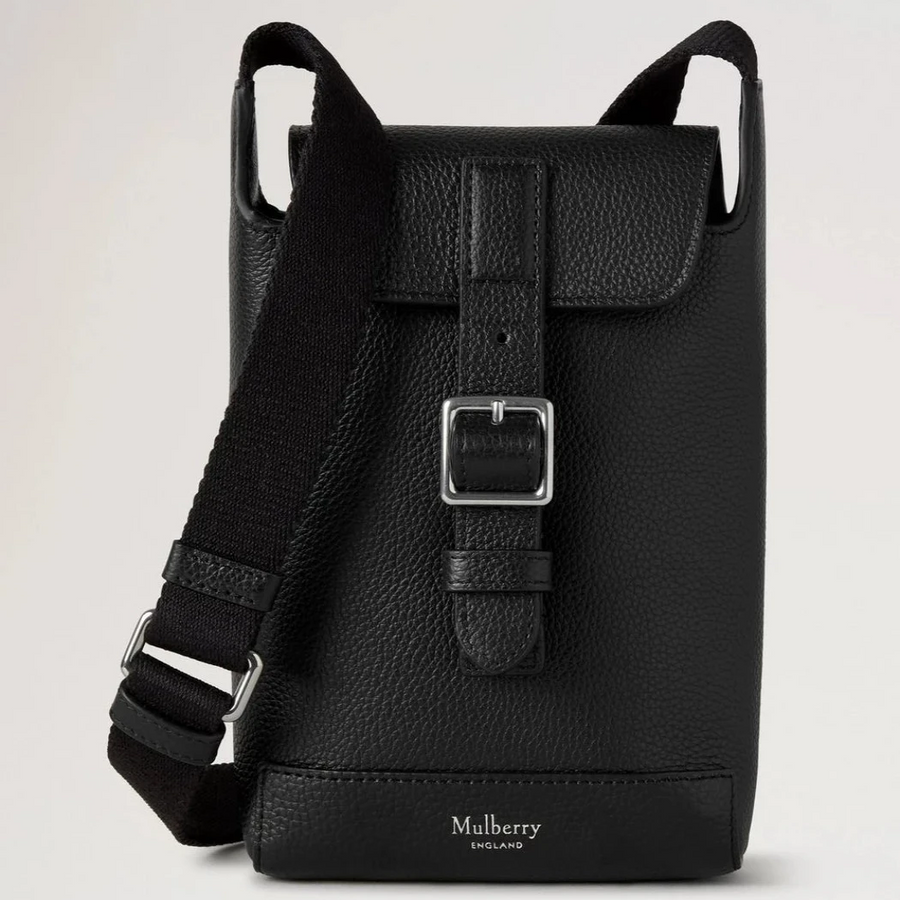 Mulberry Chiltern Phone Pouch Black Small Classic Grain