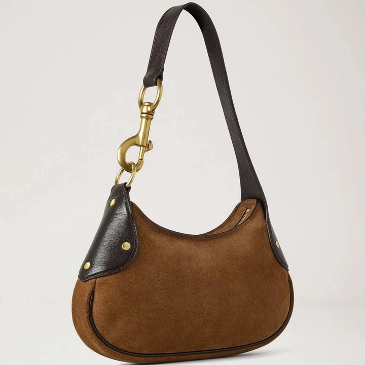 Mulberry Small Hackney Shoulder Bag Vintage Oak Suede - Taske - RL8925/047G924