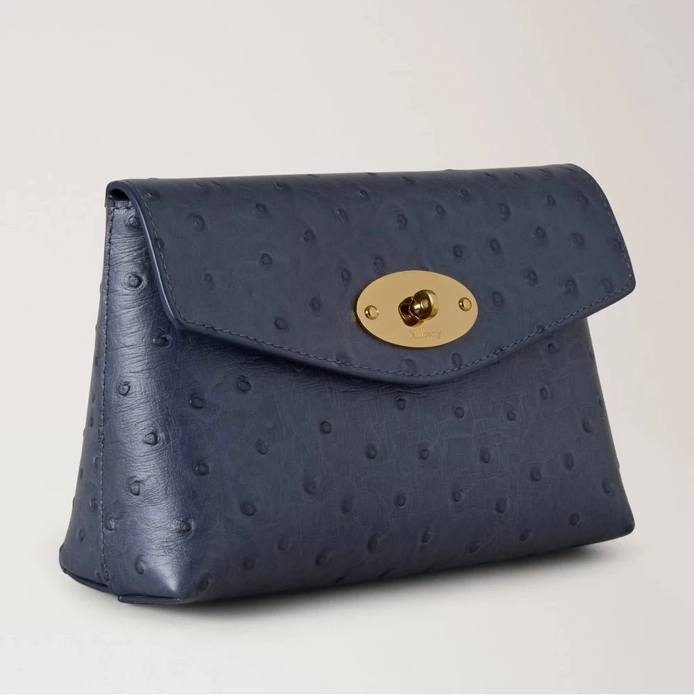 Mulberry Darley Cosmetic Pouch Ostrich Stormy Blue
