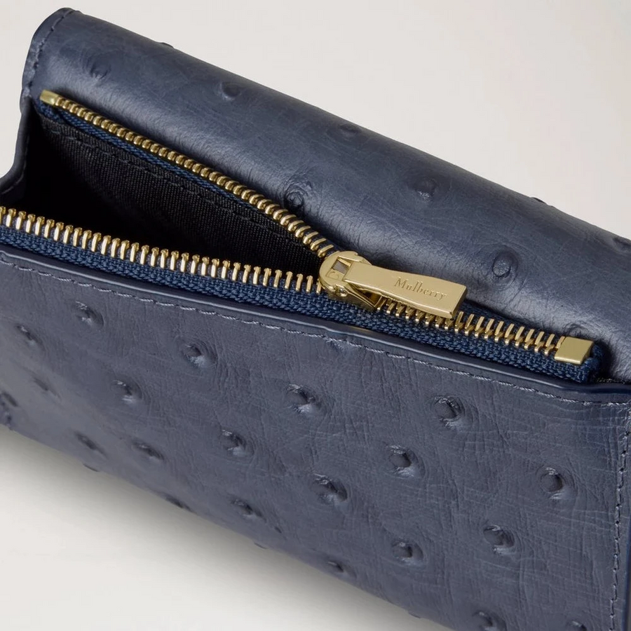 Mulberry Folded Multicard Wallet Ostrich Stormy Blue