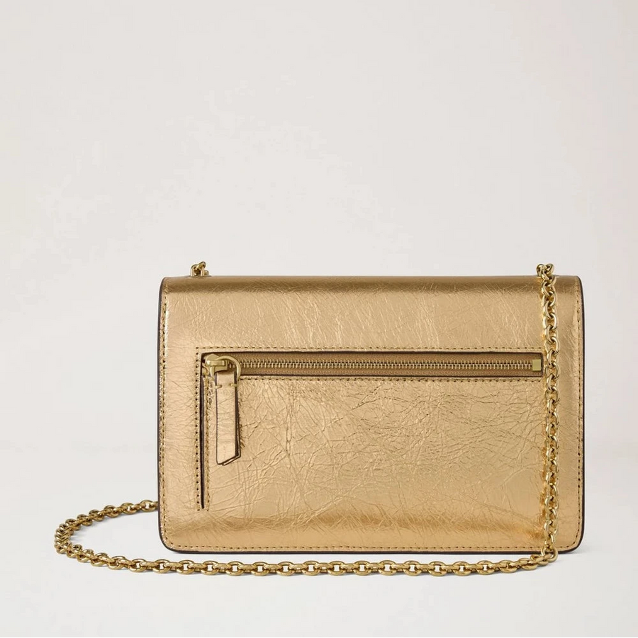 Mulberry Small Darley Crinkled Metallic Somerset Gold