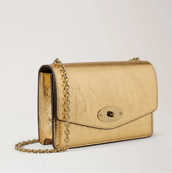 Mulberry Small Darley Crinkled Metallic Somerset Gold