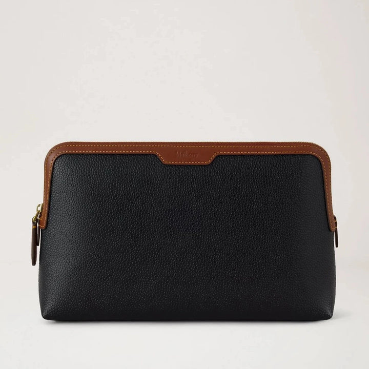 Mulberry Medium Cosmetic Pouch Scotchgrain Black-Cognac