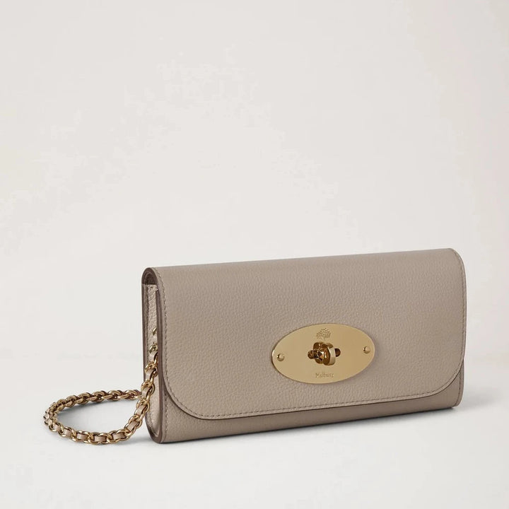 Mulberry Lily Chain Wallet Small Classic Grain Cashmere Taupe