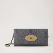 Mulberry Lily Chain Wallet Foggy Grey Waxed Snake Print