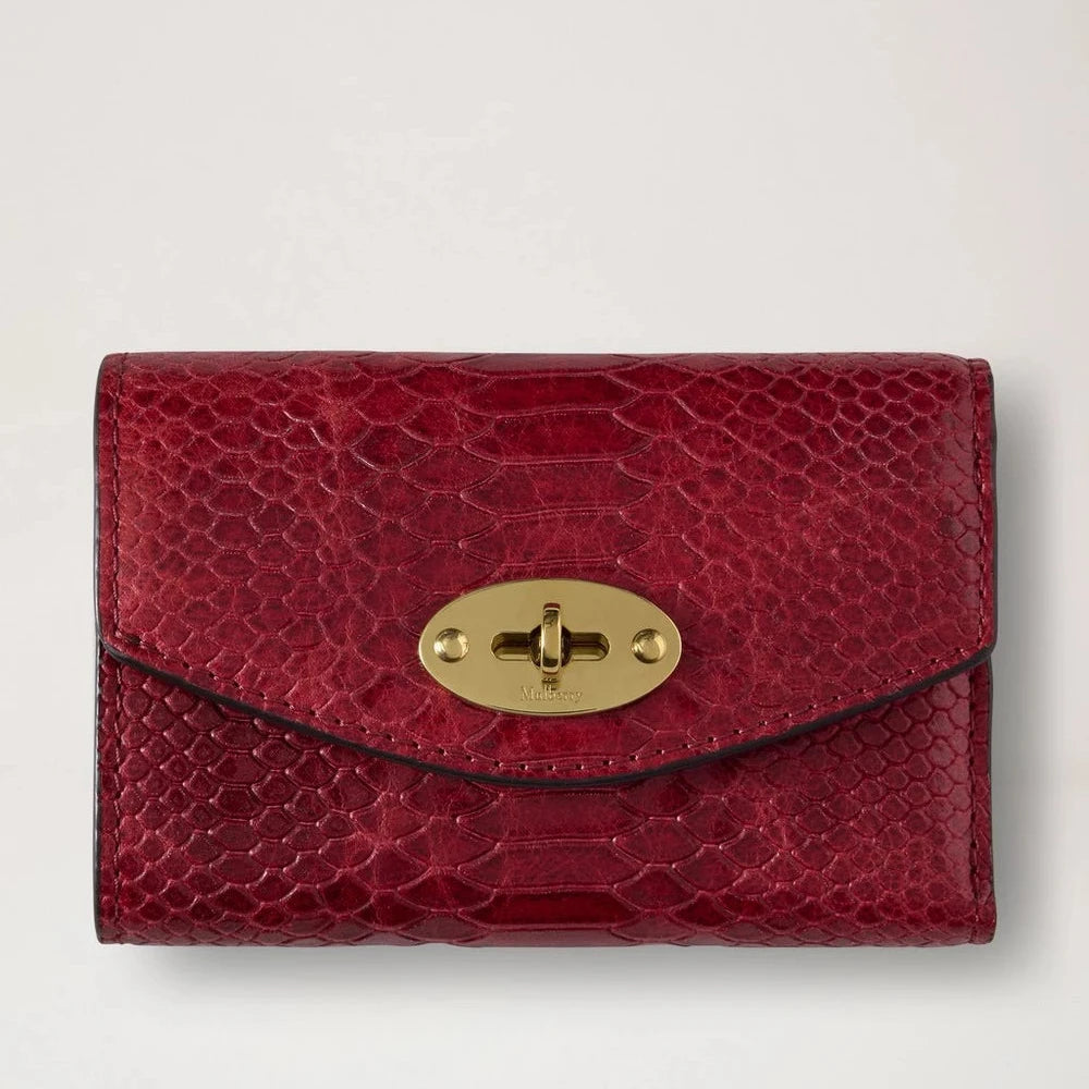 Mulberry Darley Folded Multicard Wallet Waxed Snake Appel Red
