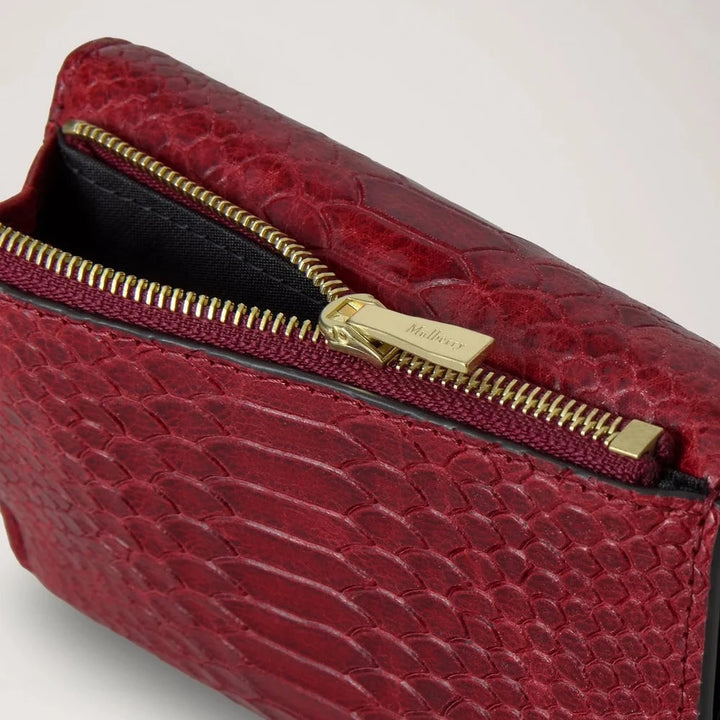Mulberry Darley Folded Multicard Wallet Waxed Snake Appel Red