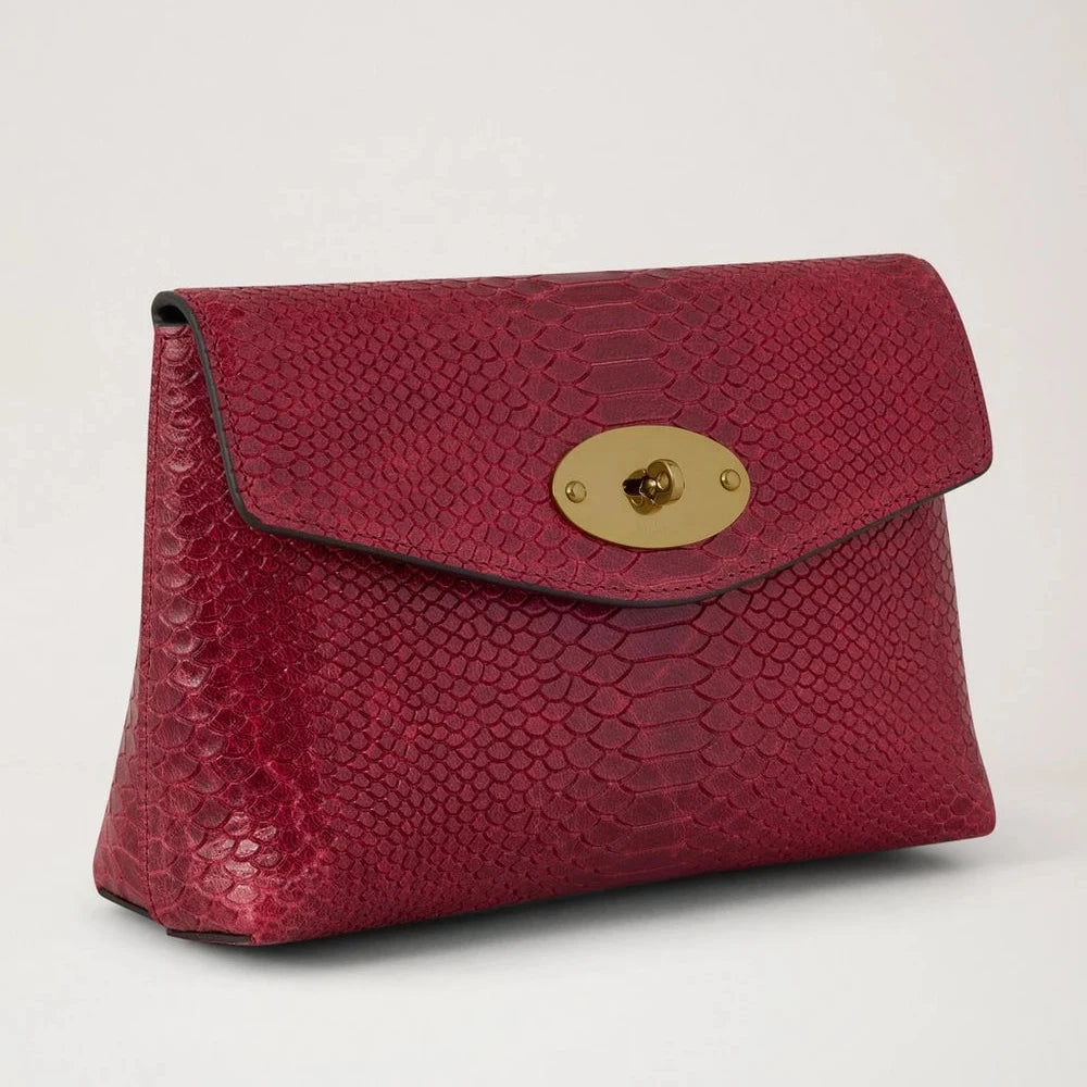 Mulberry Darley Cosmetic Puoch Waxed Snake Appel Red