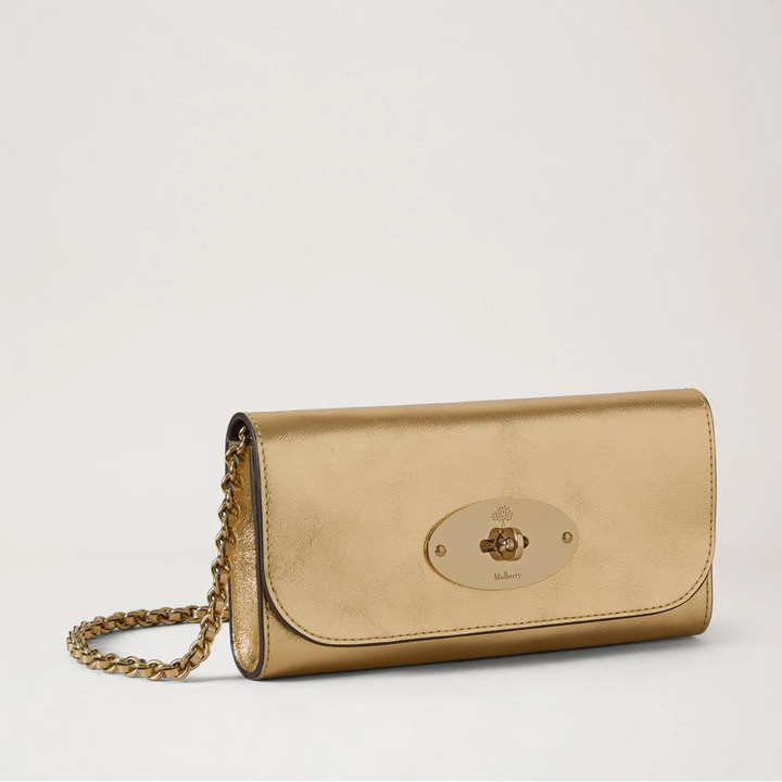 Mulberry Lily Chain Wallet Somerset Gold Metallic Leather – produktbillede 2