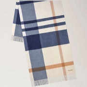 Mulberry Large Check Merino Wool Scarf Pink Peony-Night Sky