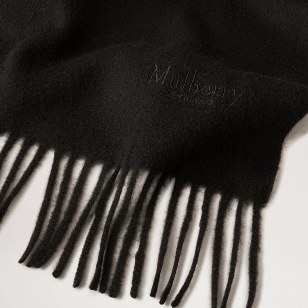 Mulberry Small Solid Merino Wool Scarf Black
