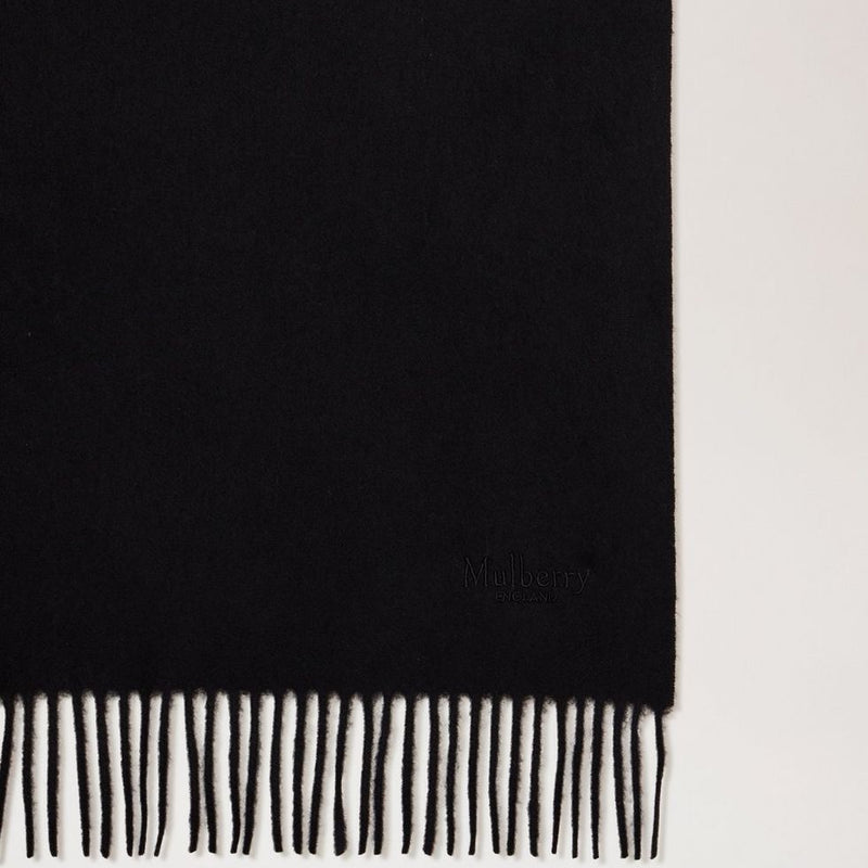 Mulberry Small Solid Merino Wool Scarf Black