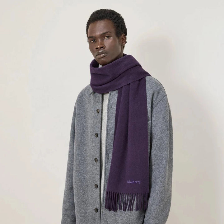Mulberry Small Solid Merino Wool Scarf Deep Aubergine Merino Wool