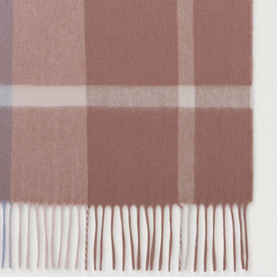 Mulberry Small Check Merino Wool Scarf Autumn Rose-Poplin Blue