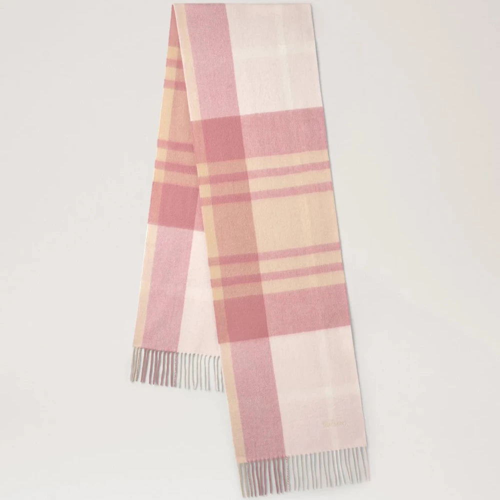 Mulberry Small Check Merino Wool Scarf Pink Scrumpy & Crumpet Merino Wool