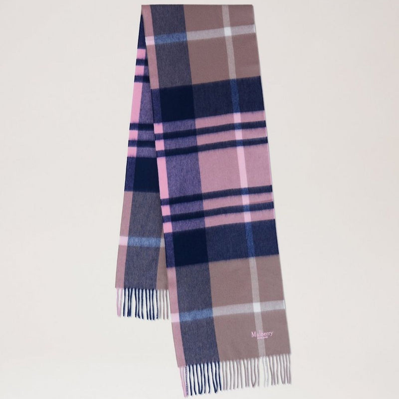Mulberry Small Check Merino Wool Scarf Sorbet Pink