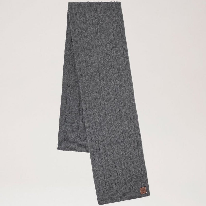 Mulberry Softie Chain Cable Knit Scarf Charcoal