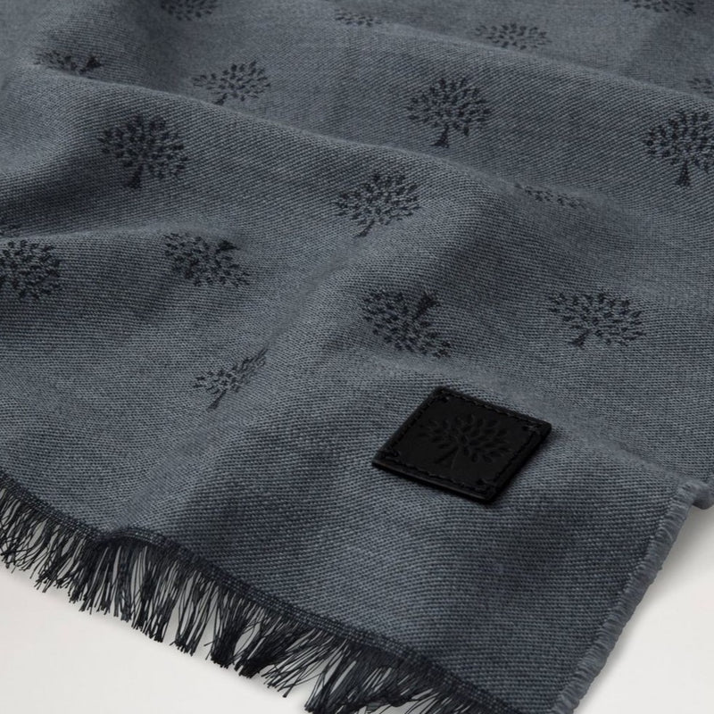 Mulberry Mens Scarf Tree Jacquard Charcoal
