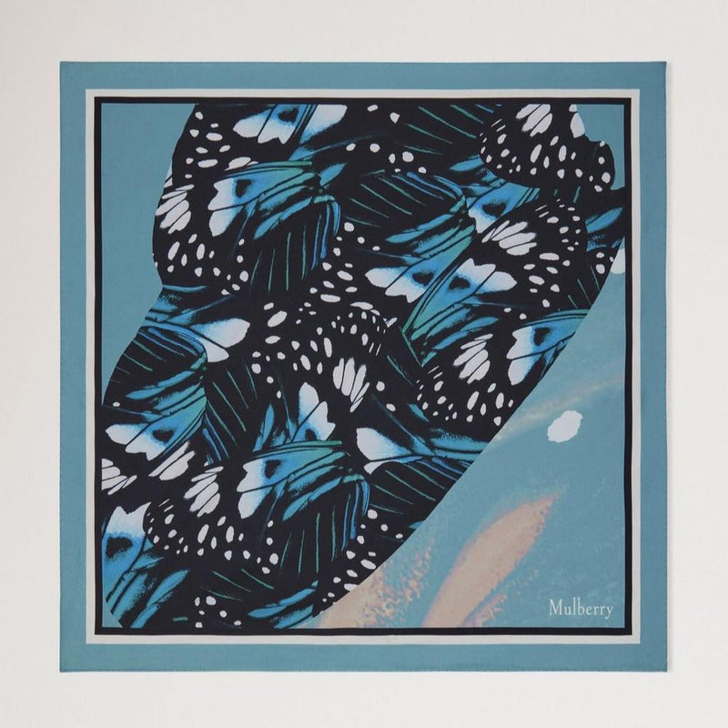 Mulberry Butterfly Wings square Scarf Kingfisher Blue