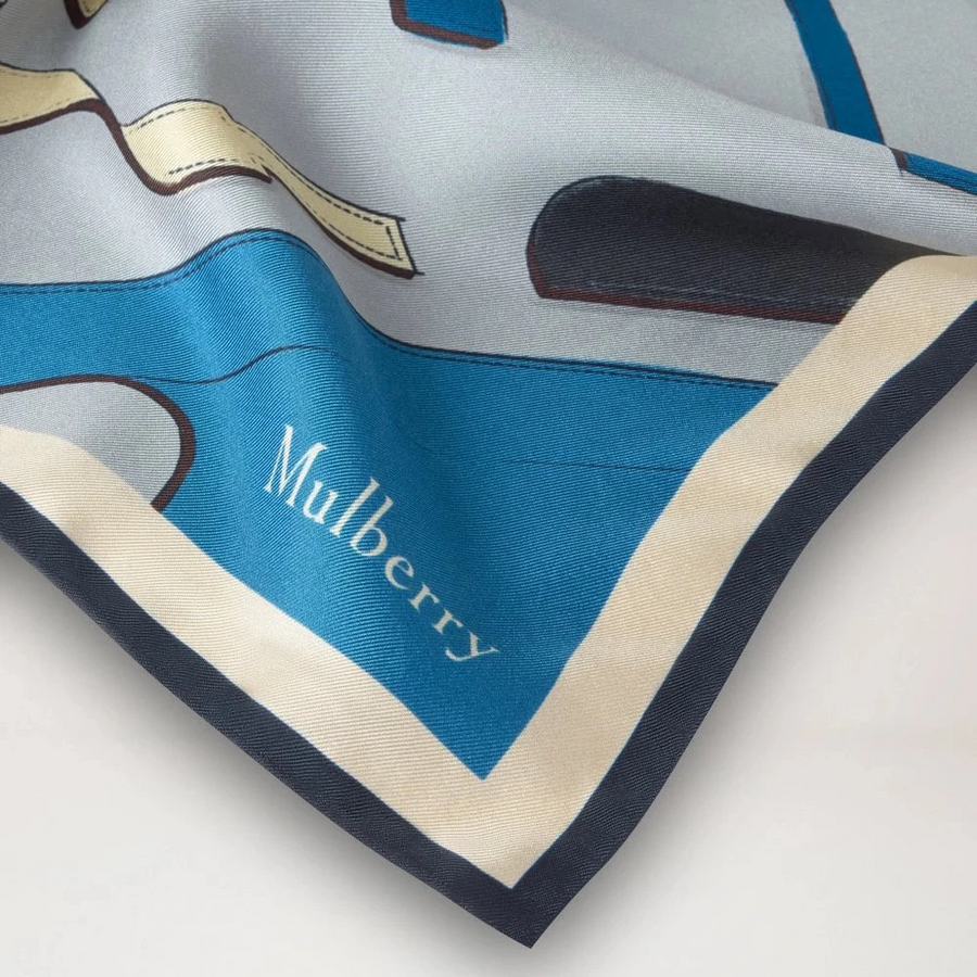 Mulberry Square Scarf - Bayswater Workshop Light Grey Silk Twill