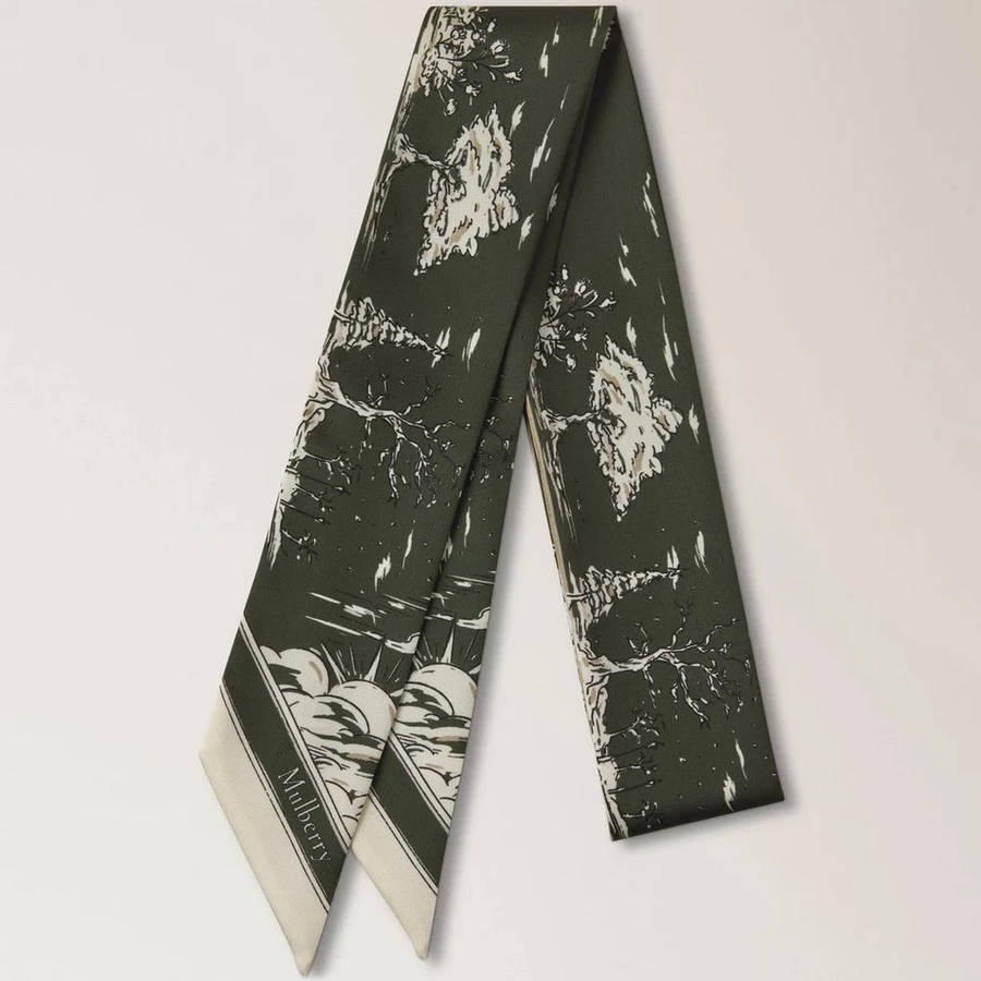 Mulberry Skinny Scarf - British Park Juniper Green
