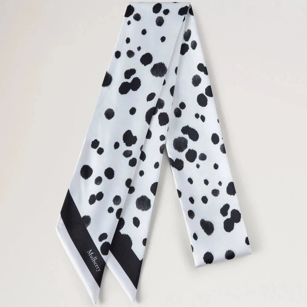 Mulberry Skinny Scarf - Dalmatian Black & Ecru Recycled Polyester
