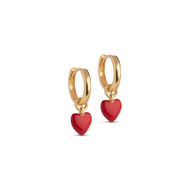 Enamel Amore Hoops Red Heart