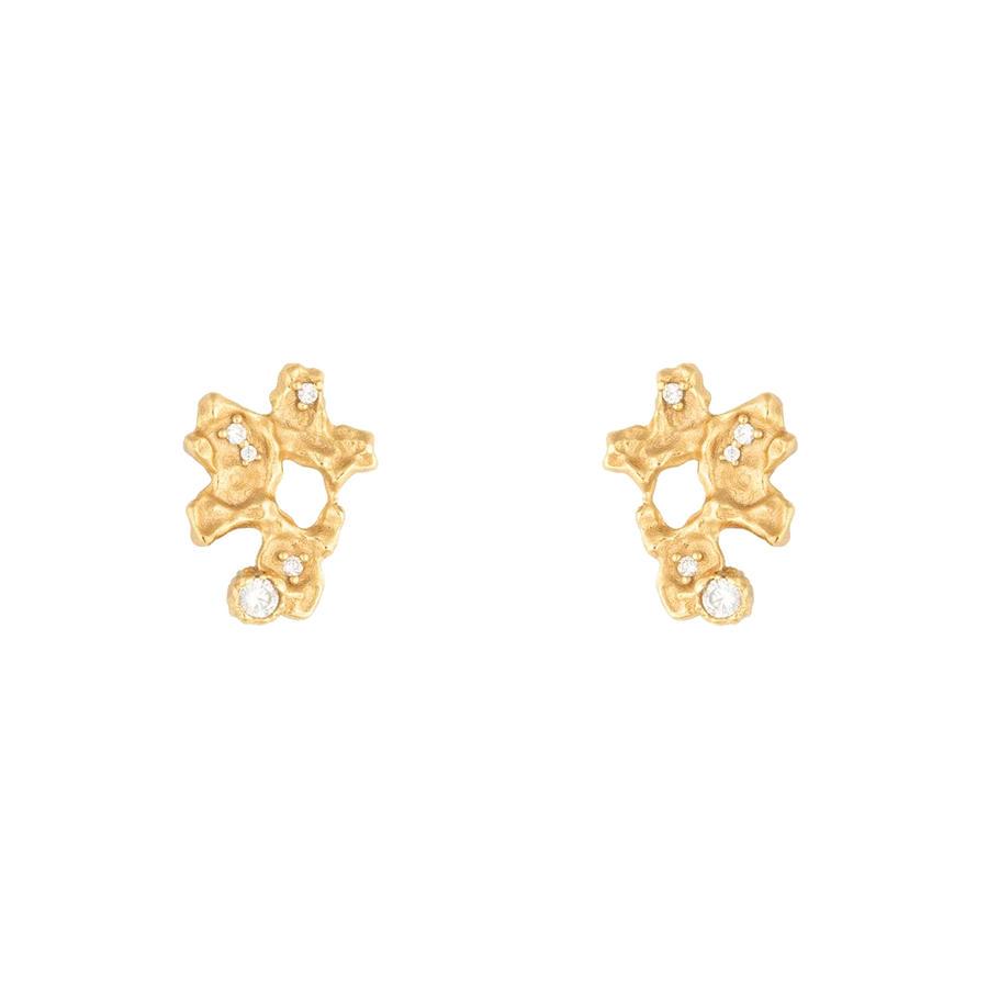 Vincent Ilium Øreringe Forgyldt m. Hvide Krystaller