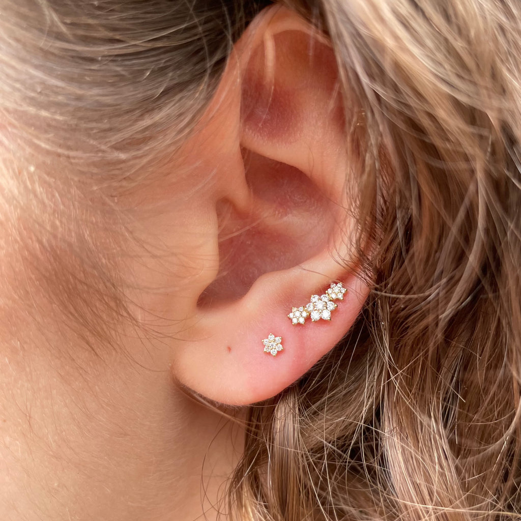 MARIA TASH Diamond Flower Treaded Stud Earring 3mm