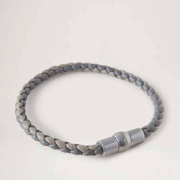 Mulberry Iris Unisex Woven Leather Bracelet Charcoal/Solid Grey