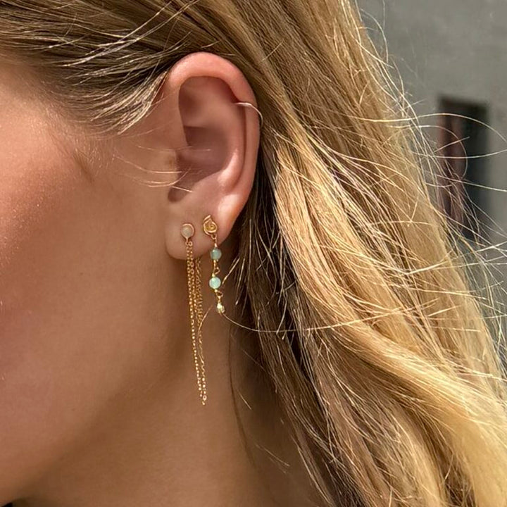 Alura Copenhagen Ocean Single Ørering – Forgyldt Ørering med Aventurin