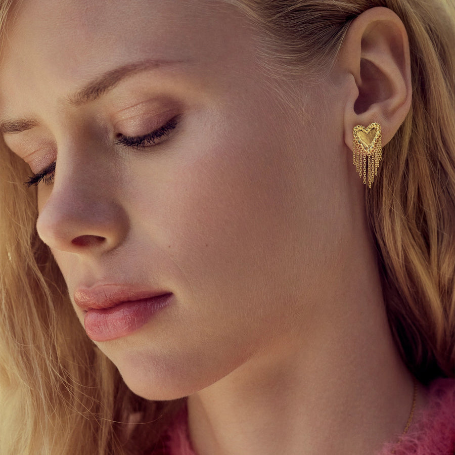 Maanesten Giulietta Forgyldte Hjerte Øreringe