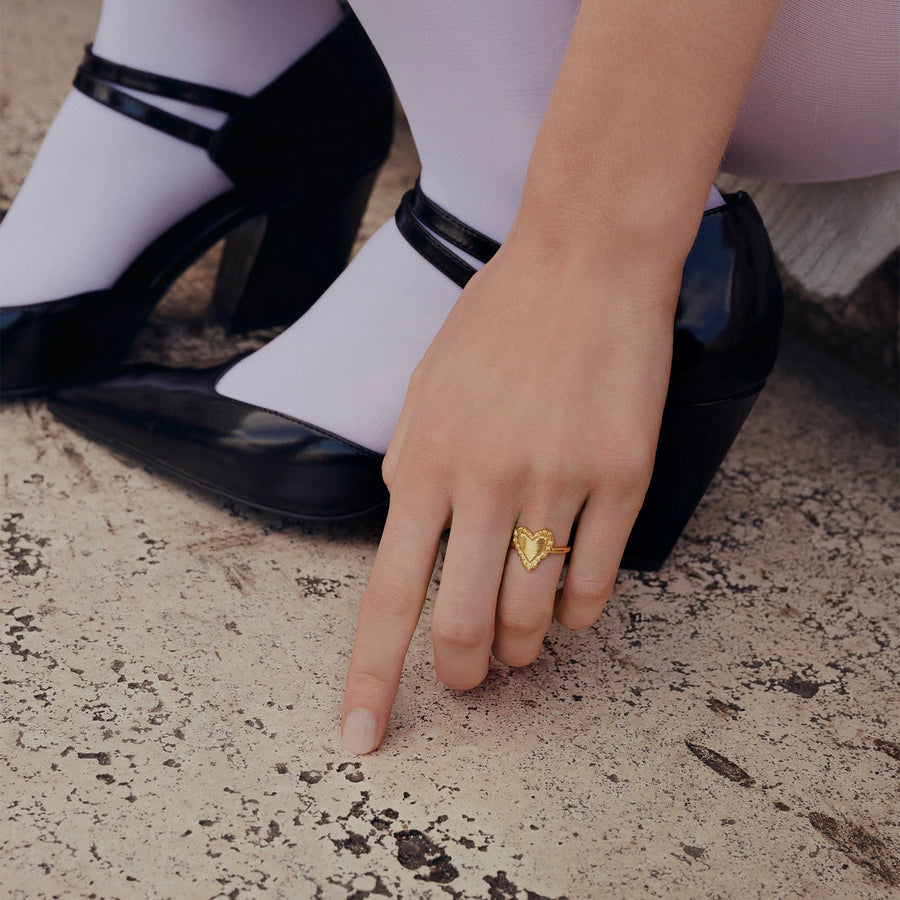 Maanesten Abra Forgyldt Hjerte Ring