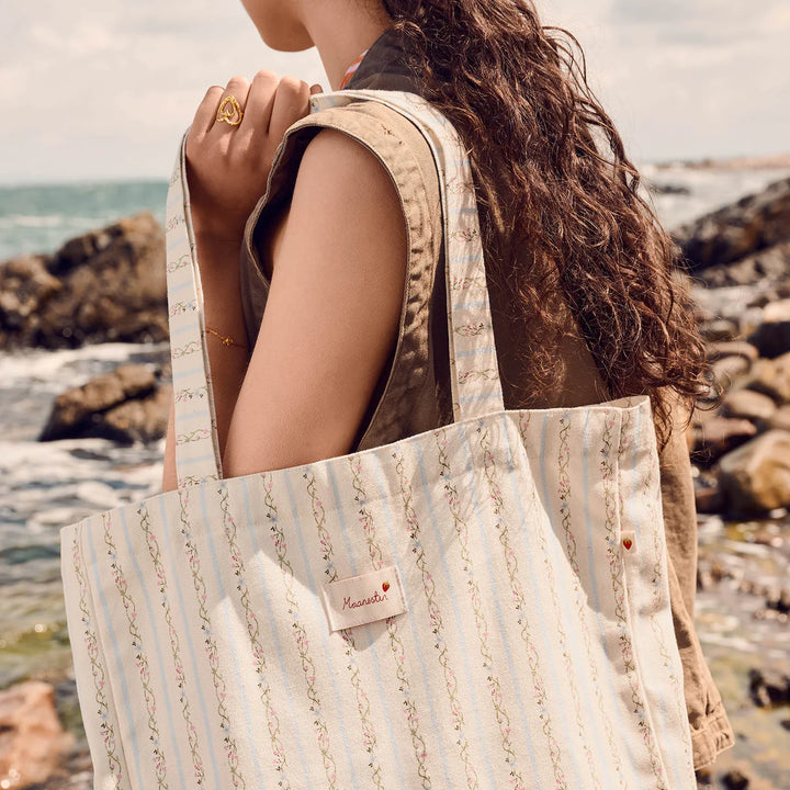 Maanesten Canvas Totebag Summer Stripes Blue
