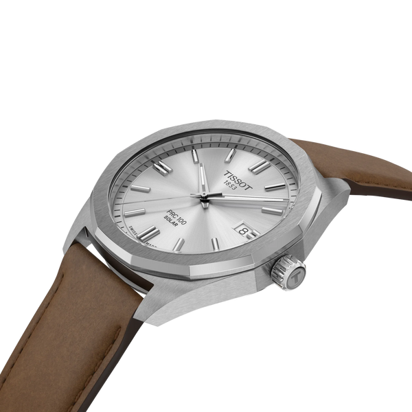 TISSOT PRC 100 SOLAR QUARTZ 39MM BRUN LÆDERREM