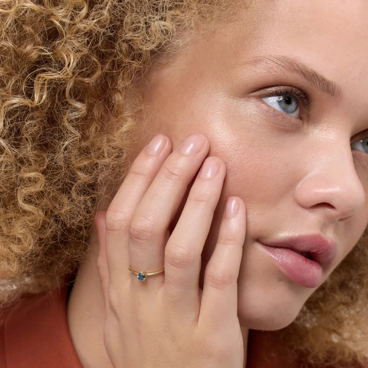 Carré Iris 10kt Guld ring m. London Blå Topas