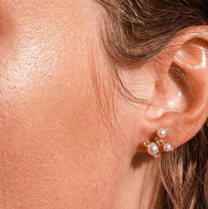 Vincent Venus Trinity Øreringe Forgyldt m. Ferskvandsperler