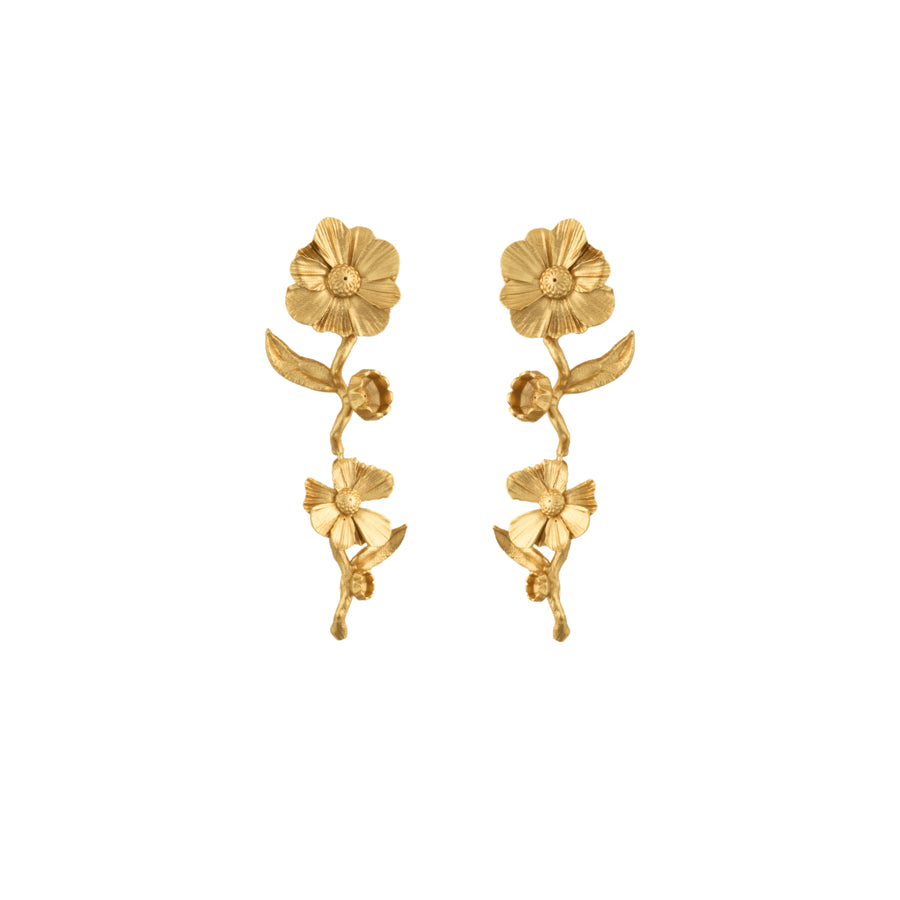 Vincent Wildflower Unfurl Gold Plated Earrings