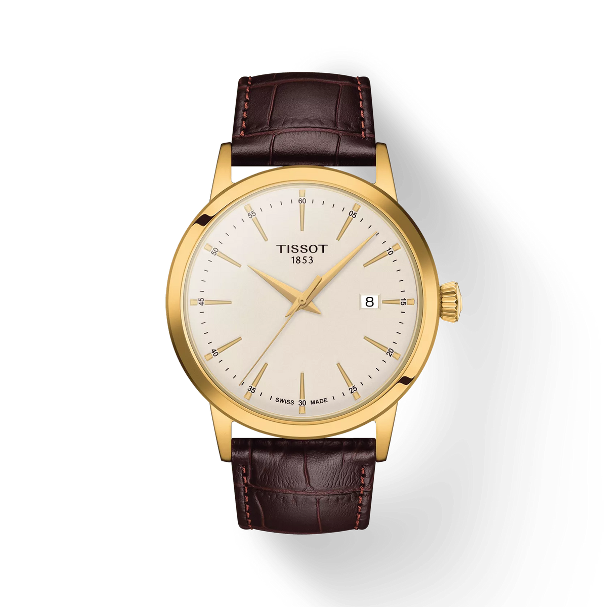 TISSOT CLASSIC DREAM 42MM – GULD PVD / BRUN LÆDERREM